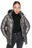 Płaszcze damskie - Trendyol Damska kurtka z klapą, zwykła, regularna, zimowa, płaszcz, szary, S, Szary - miniaturka - grafika 1