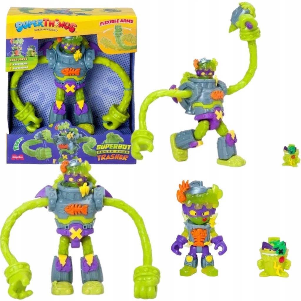 SUPER ZINGS ZESTAW ROBOT SUPERBOT TRASHER SUPERTHINGS ROBOT+FIGURKA+AKCESOR