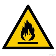 Tablice BHP - GD021 OSTRZEŻENIE PRZED SUBSTANCJAMI ŁATWOPALNYMI, KN - FOLIA PODŁOGOWA NIEŚWIECĄCA; (100X100MM) - miniaturka - grafika 1