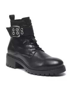 Botki damskie - Vero Moda Botki Vmrough Leather Boot 10264287 Czarny - grafika 1