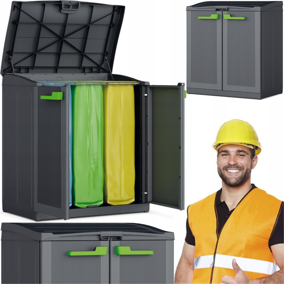 KOSZ DO SEGREGACJI ŚMIECI ZABUDOWA NA KOSZ STELAŻ POJEMNIK NA ODPADY XXL