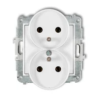 Gniazdka elektryczne - Karlik Gniazdo podwójne z uziemieniem bez przesł. ICON - biały - miniaturka - grafika 1