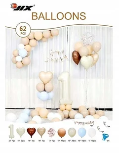 BALONY GIRLANDA DEKORACJA URODZINY ROCZEK 62szt - Baby shower i roczek - miniaturka - grafika 1