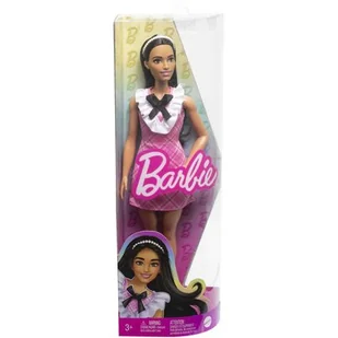 Barbie Fashionistas lalka w różowej kraciastej sukience Mattel - Lalki dla dziewczynek - miniaturka - grafika 1
