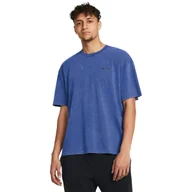 Koszulki sportowe męskie - Męski t-shirt z nadrukiem Under Armour UA M Hw Os Logo Wash Ss - niebieski - UNDER ARMOUR - miniaturka - grafika 1