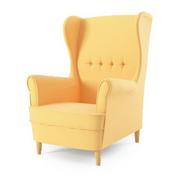 Fotele - Fotel skandynawski, Uszak, 75x80x104 cm, jasny żółty - miniaturka - grafika 1