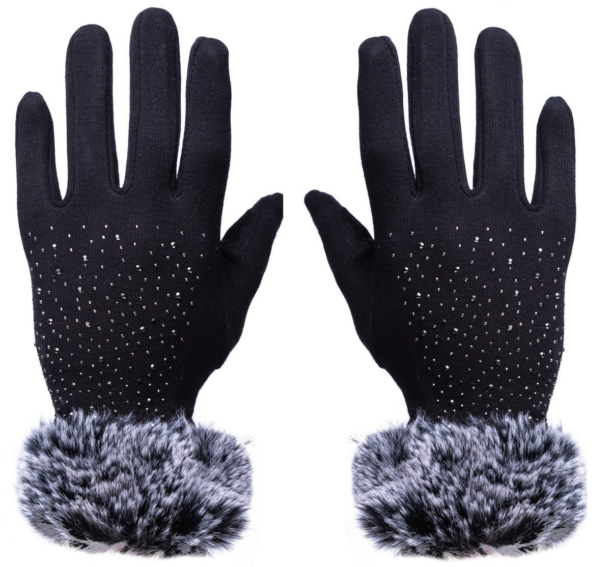 Rękawiczki dotykowe ocieplane miś futerko damskie