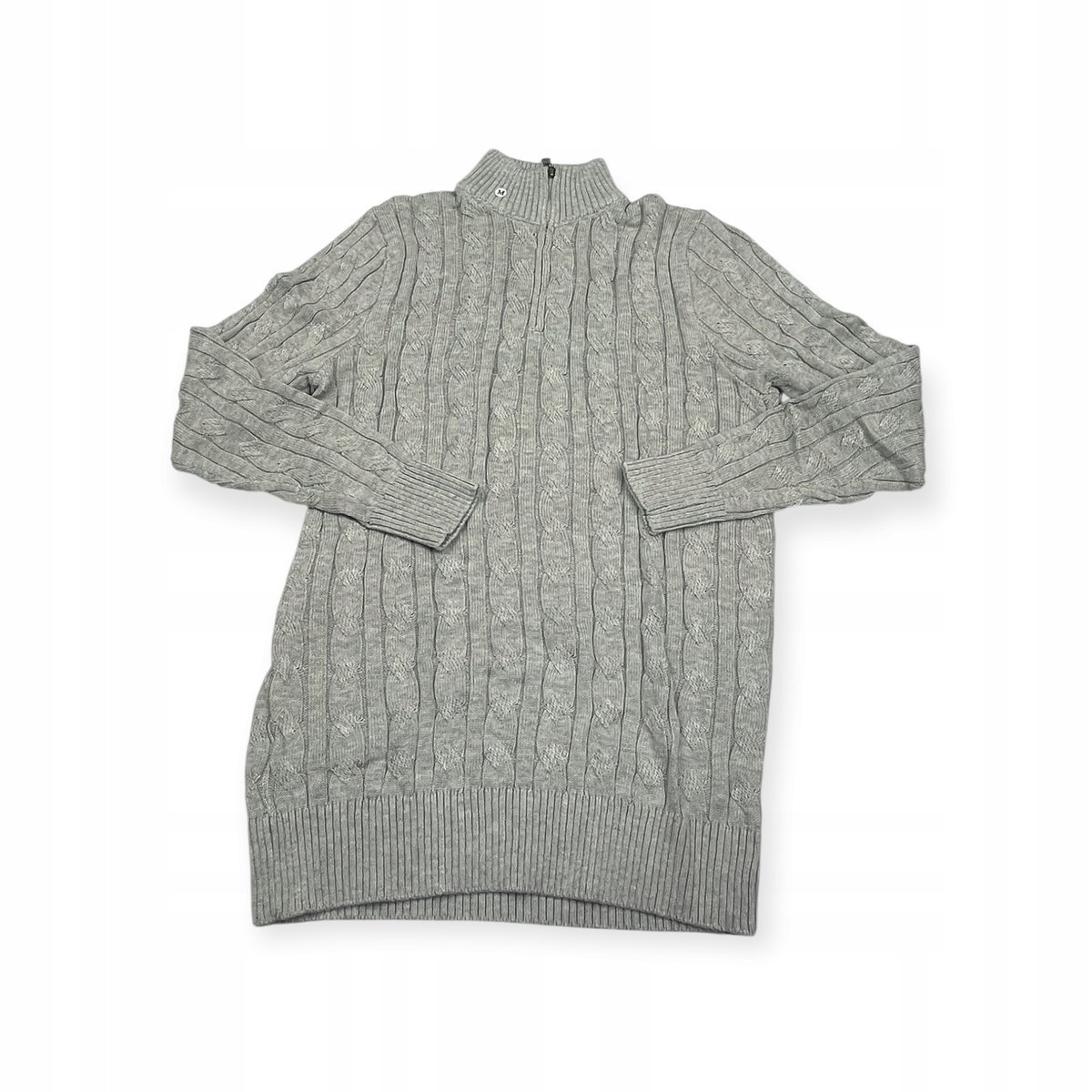 Męski sweter OLD MONEY z półgolfem Rozmiar M splot warkoczowy