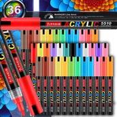 Przybory szkolne - MARKERY AKRYLOWE PISAKI FLAMASTRY MAZAKI JUPAI ZESTAW 36 SZTUK WODOODPORNE - miniaturka - grafika 1
