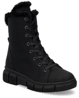 Botki damskie - Buty damskie zimowe botki ocieplane czarne wysokie Rieker X3402-00-39 - miniaturka - grafika 1