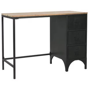 vidaXL Biurko z szufladami, lite drewno jodłowe i stal, 100x50x76 cm vidaXL - Biurka - miniaturka - grafika 1