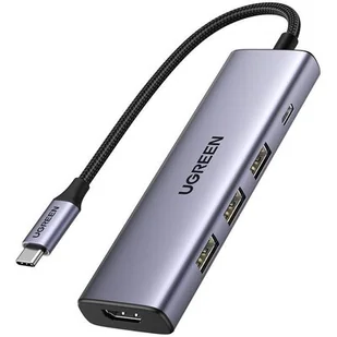 5w1 Wielofunkcyjny HUB adapter USB-C 3x USB-A HDMI 4K PD 100W szary - Adaptery i przejściówki - miniaturka - grafika 1