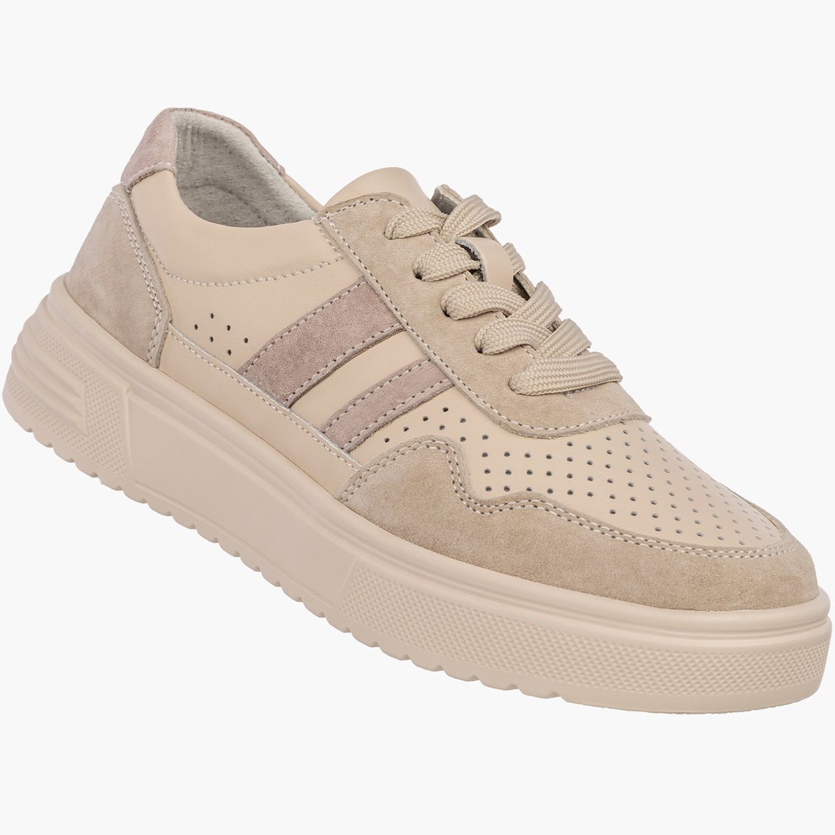 Sneakersy Damskie Skórzane Buty Zamszowe Sportowe Casual Beżowe 36