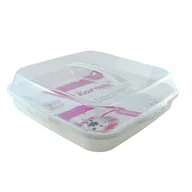 Pojemniki kuchenne - Pojemnik na ciasto z pokrywą biały 36x36x10 cm - miniaturka - grafika 1