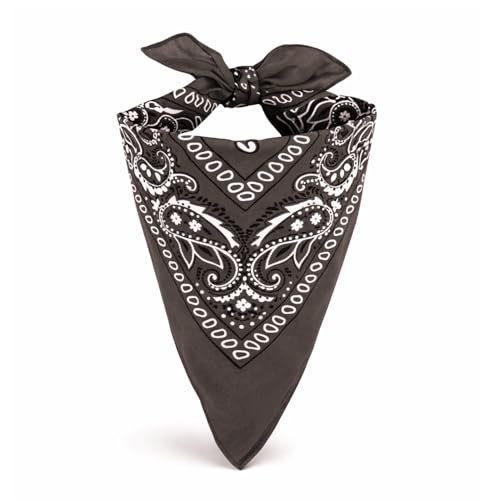 EUROXANTY 100% bawełniana bandana z nadrukiem Paisley, szalik dla mężczyzn i kobiet, szalik na głowę, unisex 53 x 53 cm, 20 ekskluzywnych kolorów, brązowy