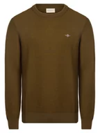 Swetry męskie - Gant - Sweter męski z dodatkiem wełny merino, zielony - miniaturka - grafika 1