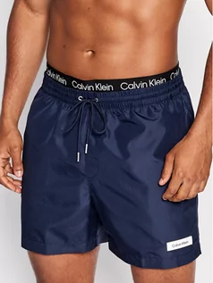 Kąpielówki męskie - Calvin Klein Swimwear Szorty kąpielowe KM0KM00722 Granatowy Regular Fit - grafika 1