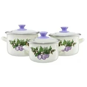 Zestawy garnków i patelni - Zestaw garnków emaliowanych 6-elemntowy Śliwka prosty EMALIA OLKUSZ - miniaturka - grafika 1