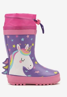 Fioletowo-Różowe Kalosze ze Ściągaczem przy Cholewce i Ocieplaną Wyściółką Valerise - Kalosze damskie - miniaturka - grafika 1