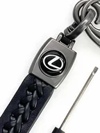 Breloki - Brelok Do Kluczy Samochodowy Lexus Metal Skóra Breloczek skórzany warkocz - miniaturka - grafika 1