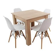 Stoły z krzesłami - Zestaw stół Modern 80 sonoma i 4 krzesła Milano białe - miniaturka - grafika 1
