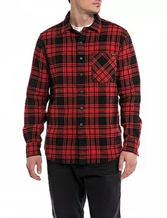Replay Koszula męska regular fit, 010 Black/Red, S - Koszule męskie - miniaturka - grafika 1