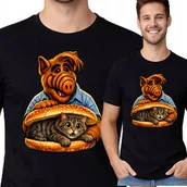 Koszulki męskie - Koszulka Alf Alfred z Kotem Film Śmieszna Prezent XL P416 CZARNA - miniaturka - grafika 1