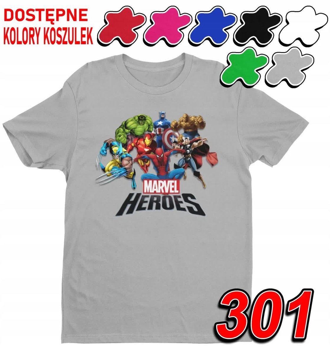 Dziecięca Koszulka Z Nadrukiem Avengers Postacie Marvel -M 134-140