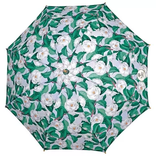 Parasole - Parasol damski Perletii Green Camelie półautomatyczny długi wzór kwiatowy - grafika 1