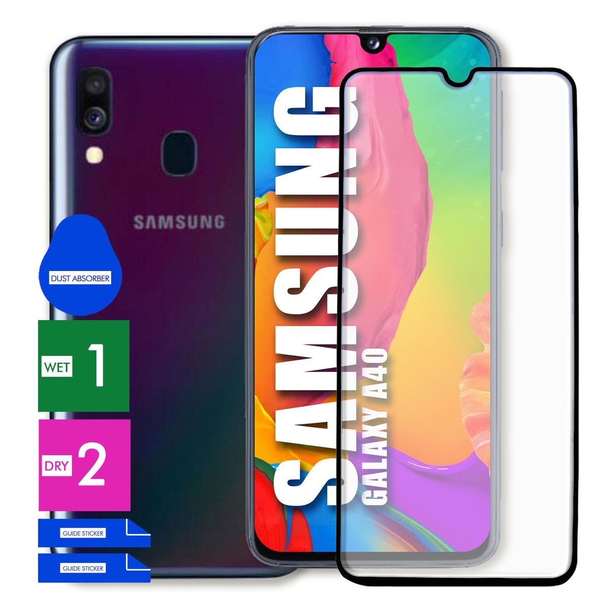 SZKŁO OCHRONNE DO SAMSUNG GALAXY A40 HARTOWANE 9H PEŁNE CAŁY EKRAN 5D