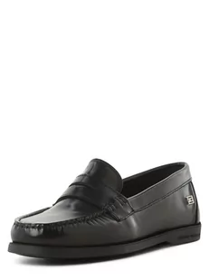 Tommy Hilfiger - Skórzane loafersy damskie, czarny - Czółenka - miniaturka - grafika 1