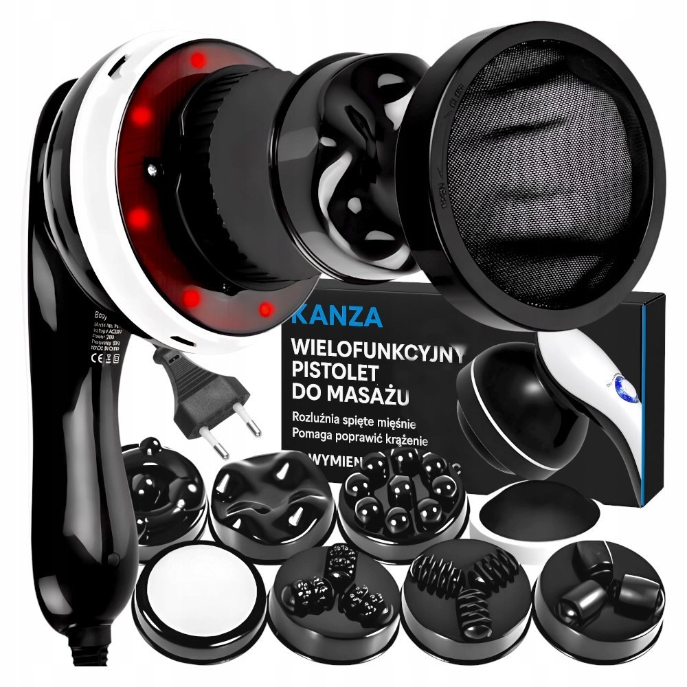 PISTOLET DO MASAŻU MASAŻER ANTYCELLULITOWY WYSZCZUPLAJĄCY DO CELLULITU 9w1