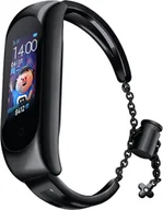 Akcesoria do smartwatchy - Hurtel Zamienna metalowa opaska bransoleta łańcuszek pasek do Xiaomi Mi Band 6 / 5 / 4 / 3 czarny - miniaturka - grafika 1