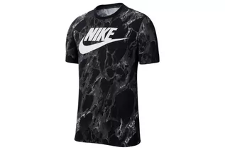 Odzież trekkingowa damska - Nike, Koszulka męska, M NK TEE FRAN SWOOSH AOP CD1282-010, czarny, rozmiar M - grafika 1