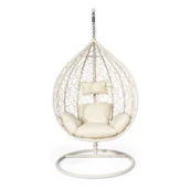 Fotele ogrodowe wiszące - Kremowy fotel wiszący ze sztucznego rattanu Le Bonom Noela - miniaturka - grafika 1