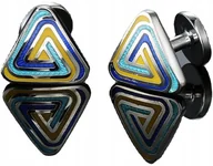 Spinki do mankietów i krawatów - Spinki do mankietów wzór KOLOROWY TRÓJKĄT - miniaturka - grafika 1