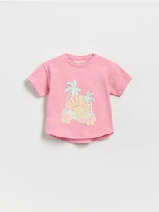 Reserved - Bawełniany t-shirt z aplikacją - różowy - Bluzki dla niemowląt - miniaturka - grafika 1