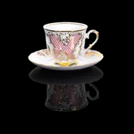 Filiżanki - Filiżanka 250 ml ze spodkiem Rococo Rocaille Pudrowy Róż G353 - miniaturka - grafika 1