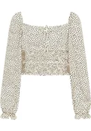 Koszulki i topy damskie - LIBBI Damska koszulka z długim rękawem 12015973-LI01, biało-czarna, M, biały czarny, M - miniaturka - grafika 1