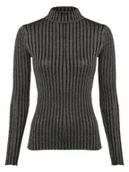 Swetry damskie - soyaconcept Sweter damski Kobiety wiskoza czarny|srebrny w paski, L - soyaconcept® - miniaturka - grafika 1