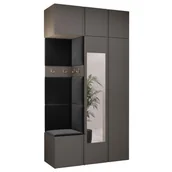 Meble do przedpokoju - Garderoba szafa z lustrem szafka na buty meble do przedpokoju z panelami tapicerowanymi ORION 28 dąb artisan biały grafit - miniaturka - grafika 1