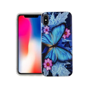 Etui na telefon komórkowy Apple iPhone XS Etui ochronne Motif Slim Silicone TPU Blue Butterfly - Etui i futerały do telefonów - miniaturka - grafika 1