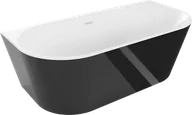 Wanny - Mexen Oval wanna wolnostojąca przyścienna 150 x 75 cm, biała/czarna, przelew biały - 52671507575-20 - miniaturka - grafika 1