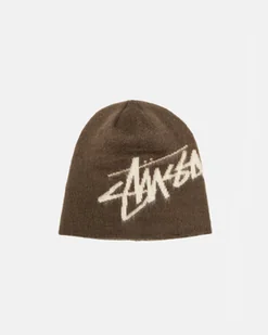 brązowa czapka Stussy Skullcap Brushed Out Stock Brown - Czapki damskie - miniaturka - grafika 1