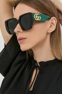 Okulary przeciwsłoneczne - Gucci okulary przeciwsłoneczne damskie kolor zielony - miniaturka - grafika 1