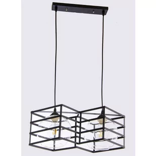 VEN Wisząca LAMPA druciana VEN W-3851/2 BK geometryczna OPRAWA metalowa ZWIS industrialny czarny przezroczysty - Lampy sufitowe - miniaturka - grafika 1