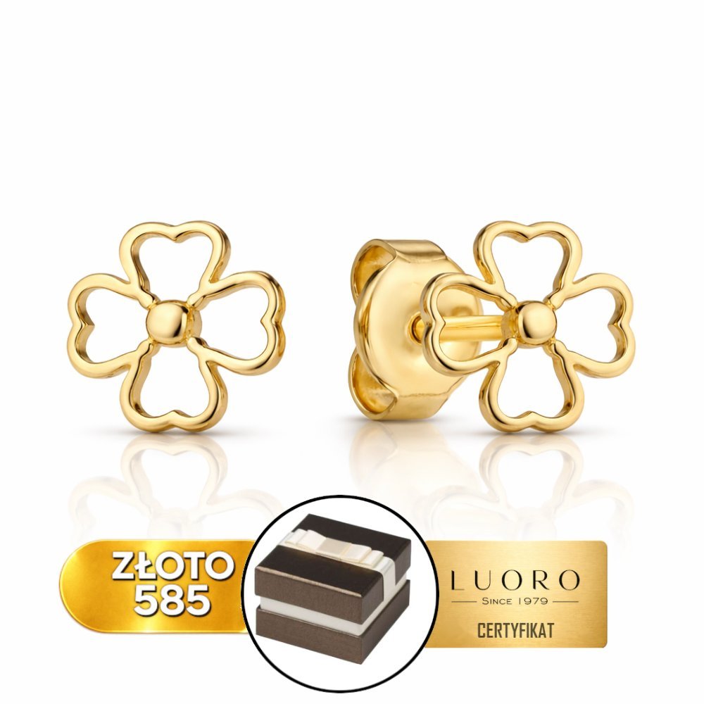 KOLCZYKI ZŁOTE 585 14K KONICZYNKI KONTUR SZTYFT 6 MM ELEGANCKIE DELIKATNE
