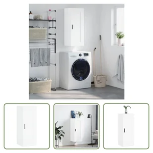 The Living Store Szafka ścienna biała 34,5x34x90 cm Materiał drewnopochodny - Szafki do salonu The Living Store Szafka ścienna biała 34,5x34x90 cm Materiał drewnopochodny - Szafki do salonu - miniaturka - grafika 1