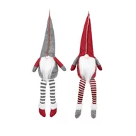Ozdoby bożonarodzeniowe - Zestaw 2 skrzatów siedzących szary i czerwony 50 cm - miniaturka - grafika 1