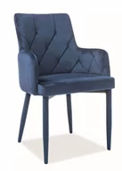 Krzesła - Signal Krzesło z podłokietnikami RICARDO VELVET, granatowy aksamit bluvel86 - miniaturka - grafika 1